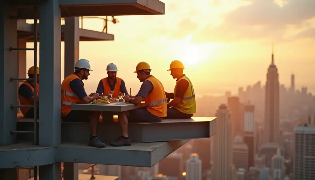 Trabalhadores Almoçando nas Alturas: Como Essa Prática Mudou a Segurança em 2026? Trabalhadores Almoçando nas Alturas: Como Essa Prática Mudou a Segurança em 2026?