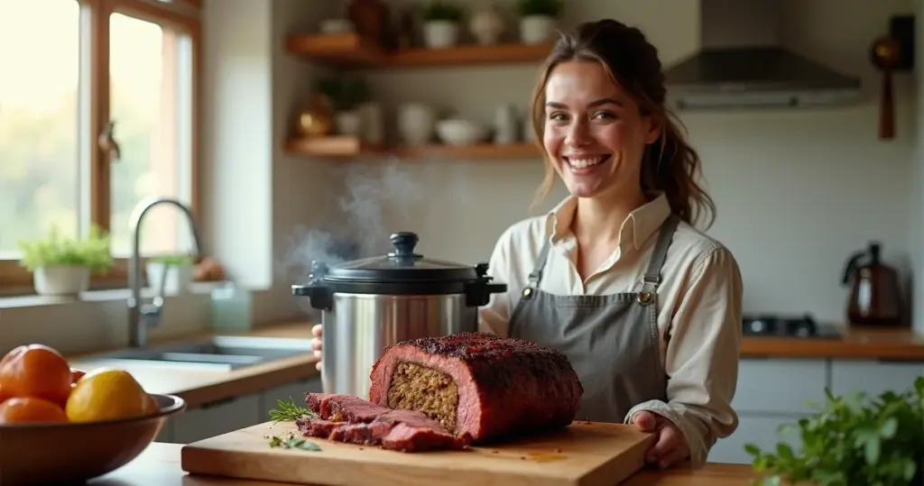 Carne assada recheada na panela de pressão: jantar especial em 40 minutos