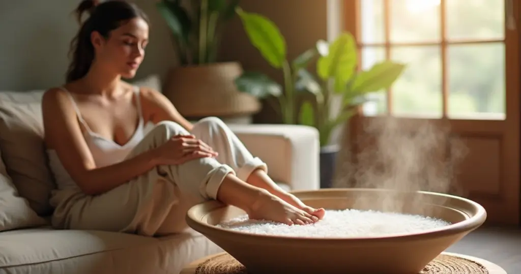 Escalda pés com sal grosso ou óleo essencial: o ritual que acaba com o cansaço
