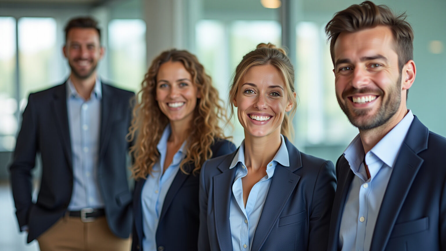 Profissionais brasileiros diversos em escritório moderno, simbolizando sucesso e oportunidades de carreira na Petrobras.