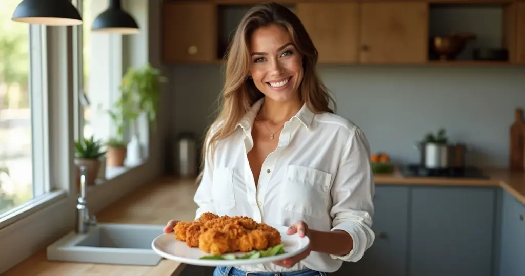 Filé de peito de frango empanado: crocante por fora, suculento por dentro Filé de peito de frango empanado: crocante por fora, suculento por dentro