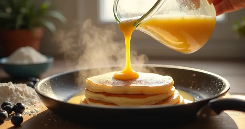 Massa de panqueca doce fofinha em 15 min: café da manhã de restaurante
