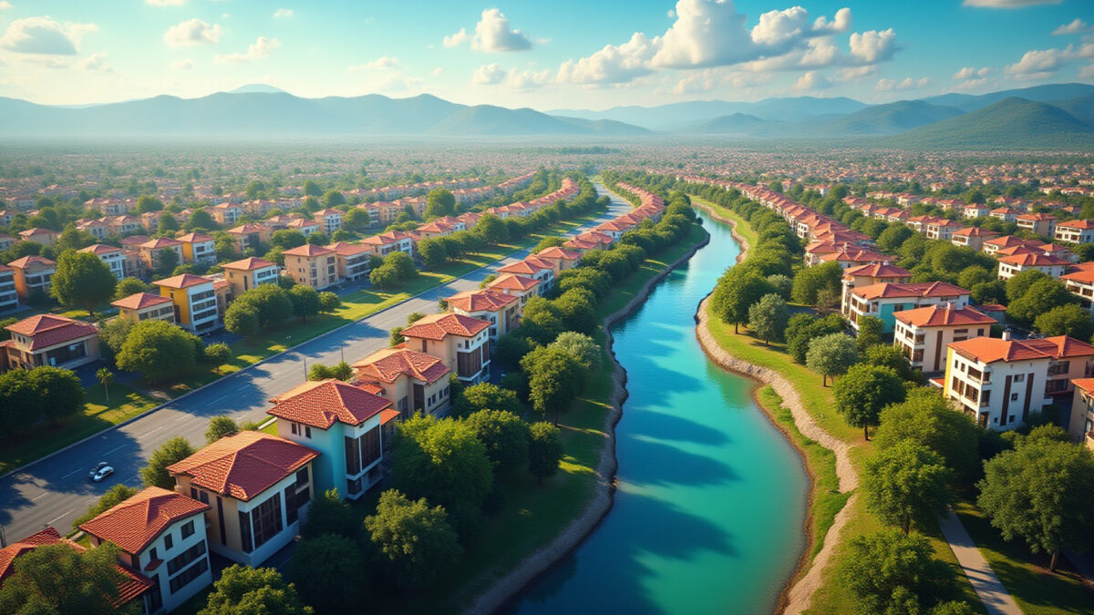 Vale das Pedrinhas Guapimirim é Perigoso? Avaliação Completa em 2026 Visão aérea do bairro Vale das Pedrinhas em Guapimirim, mostrando a infraestrutura urbana e o ambiente residencial.