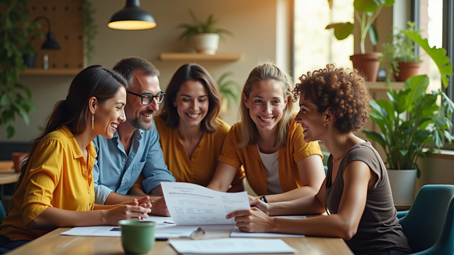 Por que planejar com antecedência ainda é o melhor investimento que existe Grupo diverso de brasileiros planejando juntos em um espaço moderno e vibrante.