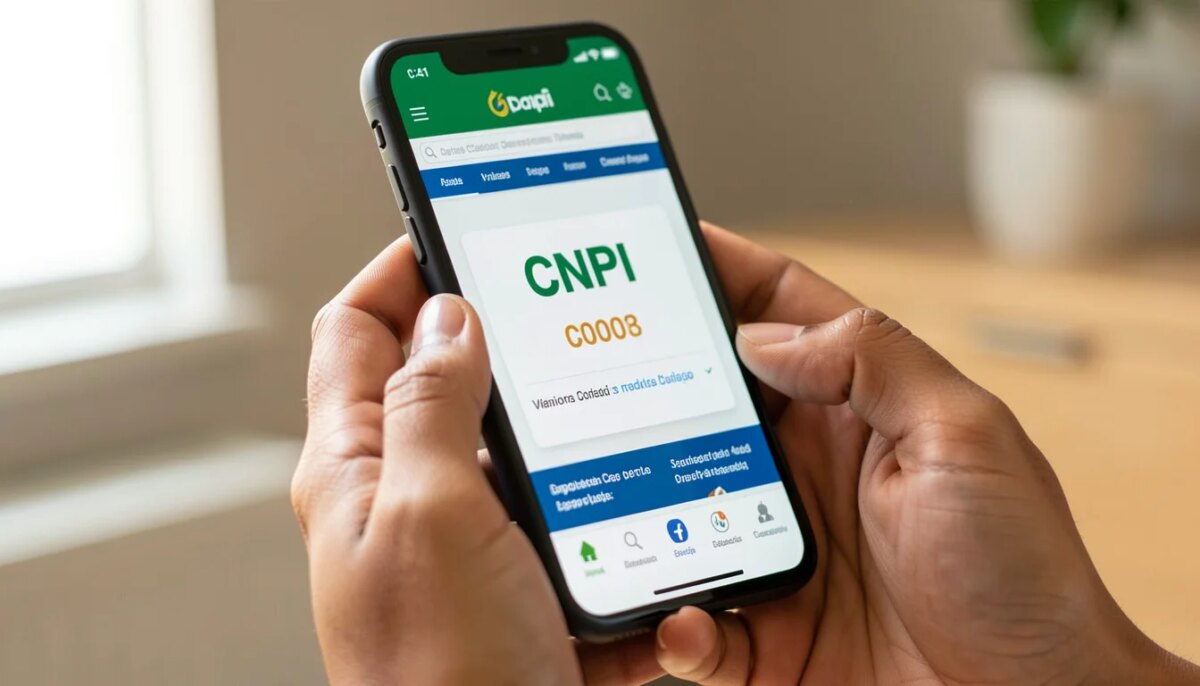 Como buscar empresa pelo CNPJ e conferir dados: guia seguro Mão feminina segurando smartphone com consulta de CNPJ na tela